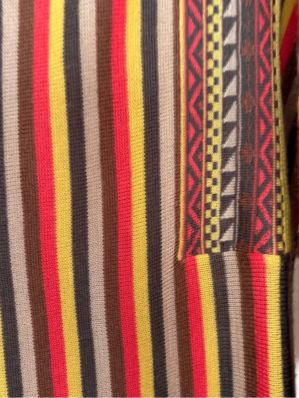 Paul & Joe Striped Knit Undershirt in Red, Yellow, Brown & Cream